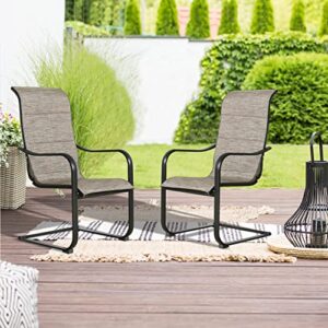 Patio Tree Outdoor Dining Chairs Patio C Spring Motion Chairs Outdoor Metal Sling Chairs with High Backrest, Set of 2
