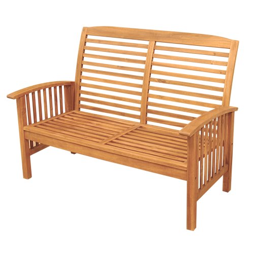 Walker Edison Rendezvous Modern Solid Acacia Wood Patio Loveseat with Cushions, 47 Inch, Brown