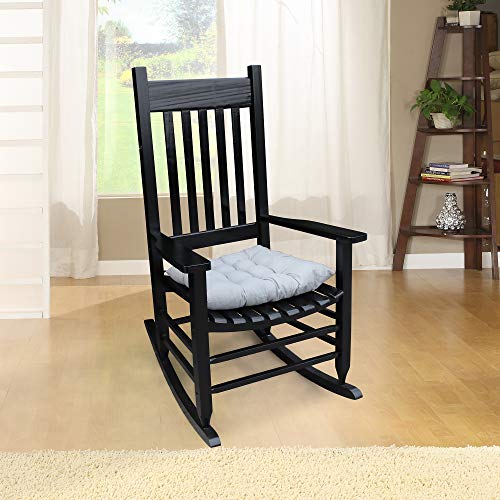 HomVent Wood Rocking Chair, 280 Lbs Heavy Duty Rocking Rocker Chair, Backyard and Patio Porch Rocker with Wide Seat and Armrest for Outdoor& Indoor Use, Cushion not Include (Black 1)