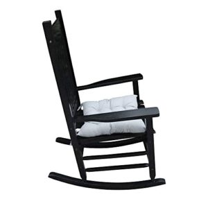 HomVent Wood Rocking Chair, 280 Lbs Heavy Duty Rocking Rocker Chair, Backyard and Patio Porch Rocker with Wide Seat and Armrest for Outdoor& Indoor Use, Cushion not Include (Black 1)