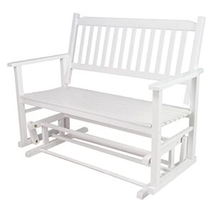 shine company 4215wt torrey outdoor 2 person glider loveseat | patio glider bench for indoor/outdoor – white