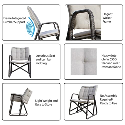 STRONGBACK Outdoor Patio Chair, Portable Folding Outdoor Chair with Lumbar Support, Great for Patio Furniture, Balcony, Camping, and Lawn