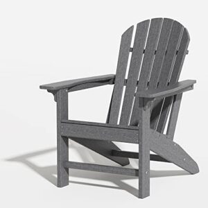 a-eco living adirondack chair, patio seating outdoor chair, hdpe all-weather lifetime outside furniture for patio, garden, fire pit, deck, porch, poolside, balcony, beach, yard, lawn, dark grey