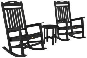 trex outdoor furniture by polywood 3-piece yacht club rocker set, charcoal black