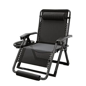 Ezcheer Oversized Zero Gravity Chair with Cushion, 31.5 inch Wide 400 lbs Weight Capacity, Lounge Chair for Outside with Cushion, Camping Beach Recliner Chair with Cup Holder & Head Pillow