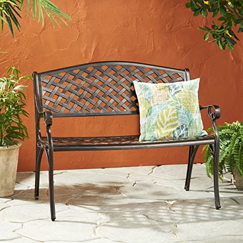 Christopher Knight Home Eastwood Antique Copper Cast Aluminum Bench