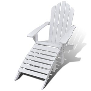 festnight garden adirondack chair with footrest wood garden reclining lounger chair for balcony patio backyard poolside indoor and outdoor furniture 27.8 x 37.8 x 36.2 inches (w x d x h) (white)