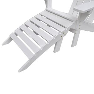 Festnight Garden Adirondack Chair with Footrest Wood Garden Reclining Lounger Chair for Balcony Patio Backyard Poolside Indoor and Outdoor Furniture 27.8 x 37.8 x 36.2 Inches (W x D x H) (White)