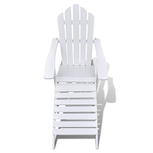 Festnight Garden Adirondack Chair with Footrest Wood Garden Reclining Lounger Chair for Balcony Patio Backyard Poolside Indoor and Outdoor Furniture 27.8 x 37.8 x 36.2 Inches (W x D x H) (White)