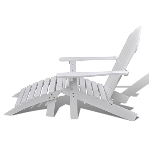 Festnight Garden Adirondack Chair with Footrest Wood Garden Reclining Lounger Chair for Balcony Patio Backyard Poolside Indoor and Outdoor Furniture 27.8 x 37.8 x 36.2 Inches (W x D x H) (White)