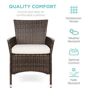 Best Choice Products Set of 2 Modern Contemporary Wicker Patio Furniture Dining Chairs for Backyard, Poolside, Garden w/Water-Resistant Cushions, Handwoven, Fade-Resistant - Brown