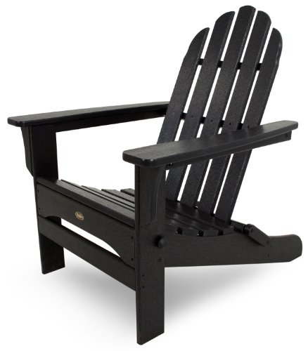 Trex Outdoor Furniture by Polywood TXA53CB Cape Cod Folding Adirondack Chair, Charcoal Black