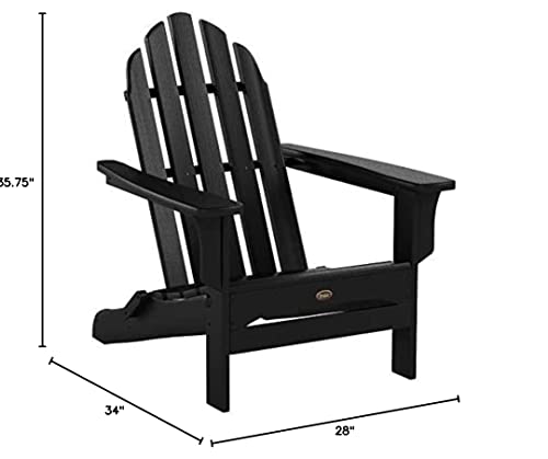 Trex Outdoor Furniture by Polywood TXA53CB Cape Cod Folding Adirondack Chair, Charcoal Black