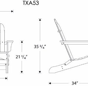 Trex Outdoor Furniture by Polywood TXA53CB Cape Cod Folding Adirondack Chair, Charcoal Black