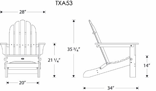 Trex Outdoor Furniture by Polywood TXA53CB Cape Cod Folding Adirondack Chair, Charcoal Black