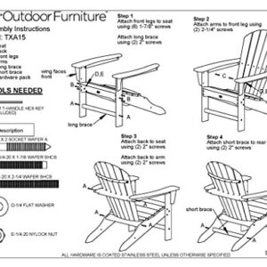 Trex Outdoor Furniture by Polywood TXA53CB Cape Cod Folding Adirondack Chair, Charcoal Black