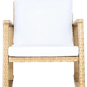 Safavieh Outdoor Collection Daire Natural/White Cushion Rocking Chair PAT7721D