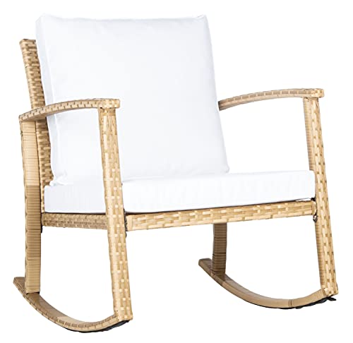 Safavieh Outdoor Collection Daire Natural/White Cushion Rocking Chair PAT7721D