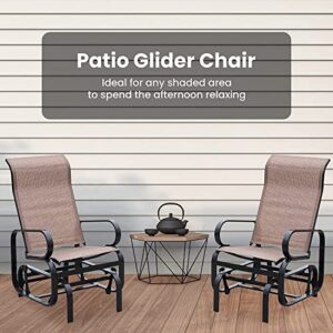 PatioPost Outdoor Porch Glider Patio Swing Rocking Lounge Chair with Powder Coated Sturdy Aluminum Frame Support for Outdoor Backyard,Beside Pool,Lawn, Textilene, Brown