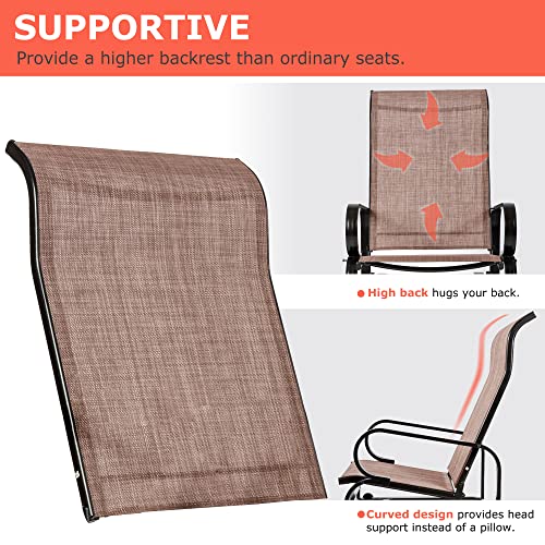 PatioPost Outdoor Porch Glider Patio Swing Rocking Lounge Chair with Powder Coated Sturdy Aluminum Frame Support for Outdoor Backyard,Beside Pool,Lawn, Textilene, Brown