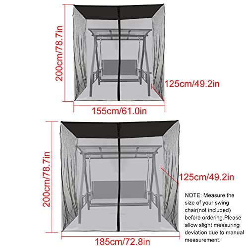 Lixada Outdoor Swing Chair Mesh Net Ultra Large Mosquito Net Zipper Closure Netting Curtain Water Resistant Patio Seater Mesh Canopy Cover