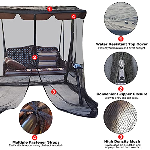 Lixada Outdoor Swing Chair Mesh Net Ultra Large Mosquito Net Zipper Closure Netting Curtain Water Resistant Patio Seater Mesh Canopy Cover