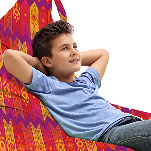 Ambesonne Ethnic Lounger Chair Bag, Continuous African Culture Colorful Funky Traditional Zigzag Geometric Retro Pattern, High Capacity Storage with Handle Container, Lounger Size, Multicolor