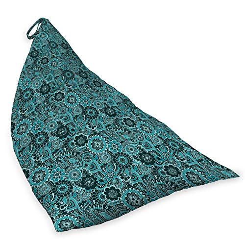 Ambesonne Ethnic Lounger Chair Bag, Paisley Leaves Persian Blooms Culture Flowers Pattern, High Capacity Storage with Handle Container, Lounger Size, Sea Green Green