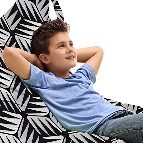 Ambesonne Abstract Lounger Chair Bag, Pattern of Irregular Pointy Shapes Striped Elements Monochrome Scene, High Capacity Storage with Handle Container, Lounger Size, Charcoal Grey and Pearl