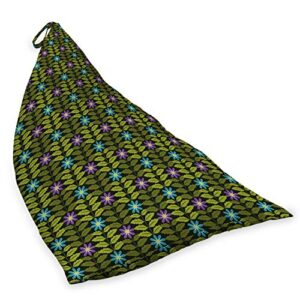 Ambesonne Flowers Lounger Chair Bag, Botanical Theme Blue and Purple Blossoms Motif Symmetrical Leaves, High Capacity Storage with Handle Container, Lounger Size, Charcoal Grey and Multicolor