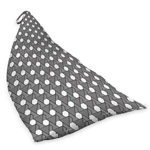 Ambesonne Art Deco Lounger Chair Bag, Bohemian Monochrome Triangles and Hexagons Geometric Modern Design, High Capacity Storage with Handle Container, Lounger Size, Charcoal Grey and White