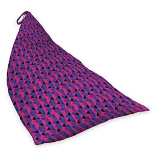 Ambesonne Geometric Lounger Chair Bag, Triangles Pattern Along Vertical Stripes Modern Abstract Design, High Capacity Storage with Handle Container, Lounger Size, Hot Pink and Blue Violet