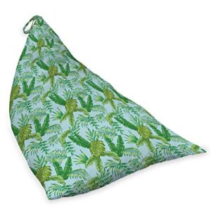 Lunarable Blue Green Lounger Chair Bag, Tropical Illustration of Exotic Leaves Island Hawaiian Plantation, High Capacity Storage with Handle Container, Lounger Size, Pale Blue and Fern Green