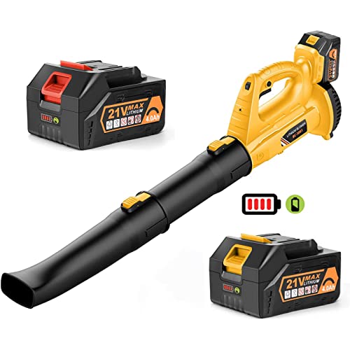 EKACO 320 CFM & 180 MPH Leaf Blower with 4.0Ah Battery and Charger + 21V 4.0Ah Li-ion Battery Packs