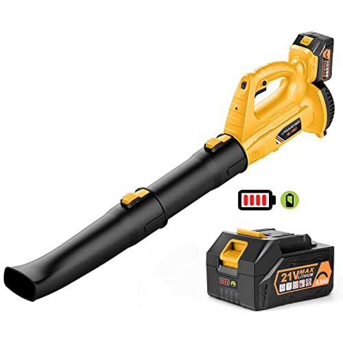 EKACO 320 CFM & 180 MPH Leaf Blower with 4.0Ah Battery and Charger + 21V 4.0Ah Li-ion Battery Packs