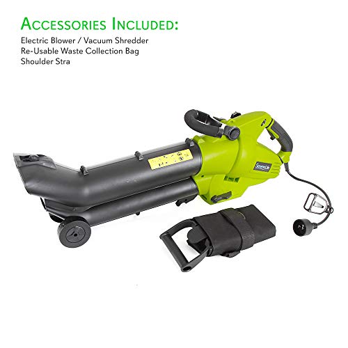 Serene Life Electric Leaf Blower, Vacuum & Shredder Mulcher | 3-in-1 Home & Garden Lawn Tool with Blower Vac Bag (SereneLife PSLHTM34), Black