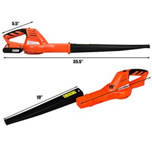 Goplus Cordless Leaf Blower, Rechargeable Leaf Sweeper w/Lithium Battery and Charger, Handheld 130MPH Output (Orange)