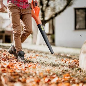 Goplus Cordless Leaf Blower, Rechargeable Leaf Sweeper w/Lithium Battery and Charger, Handheld 130MPH Output (Orange)