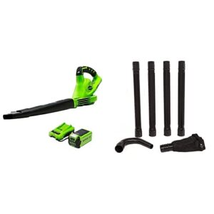 greenworks 40v (150 mph) cordless leaf blower, 2.0ah battery and charger included 24252 with gutter cleaning kit
