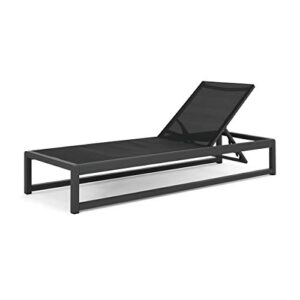 Christopher Knight Home Eudora Outdoor Chaise Lounge (Set of 2), Aluminum, Black, Gray