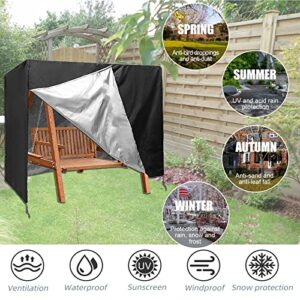 yeshine Outdoor Swing Cover, 3 Seater Patio Swing Cover Hammock Chair Glider Covers, Waterproof 210D Silver Coated Oxford Fabric, UV Protection, Dustproof, 86.61" x 49.21'' x 66.93'', Black