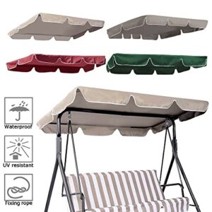 Porch Swing Canopy, Replacement Waterproof Swing Top Cover, Garden Swing Seat Replacement Canopy Sun Shade Awning Cover Outdoor Patio Ham-Mock Swing Canopy (Khaki)