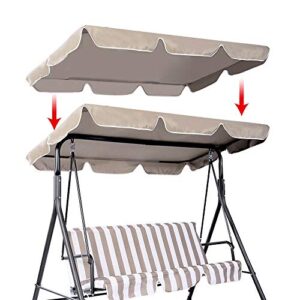 Porch Swing Canopy, Replacement Waterproof Swing Top Cover, Garden Swing Seat Replacement Canopy Sun Shade Awning Cover Outdoor Patio Ham-Mock Swing Canopy (Khaki)