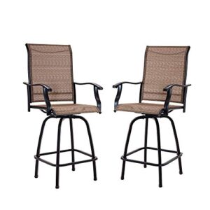 outdoor swivel bar stools-patio bar height furniture chair set, set of 2, black frame