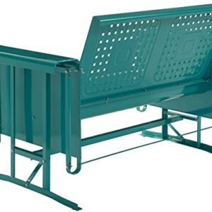 Crosley Furniture CO1024-TU Bates Retro Metal Outdoor Loveseat Glider, Turquoise Gloss