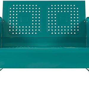 Crosley Furniture CO1024-TU Bates Retro Metal Outdoor Loveseat Glider, Turquoise Gloss