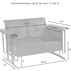 Crosley Furniture CO1024-TU Bates Retro Metal Outdoor Loveseat Glider, Turquoise Gloss