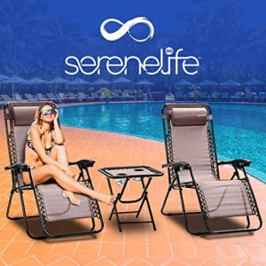 SereneLife Zero Gravity Lounge Chair, One Size, Brown