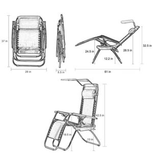 BestMassage Patio Chairs Lounge Chair Zero Gravity Chair 2 Pack Recliner W/Folding Canopy Shade and Cup Holder for Outdoor Funiture