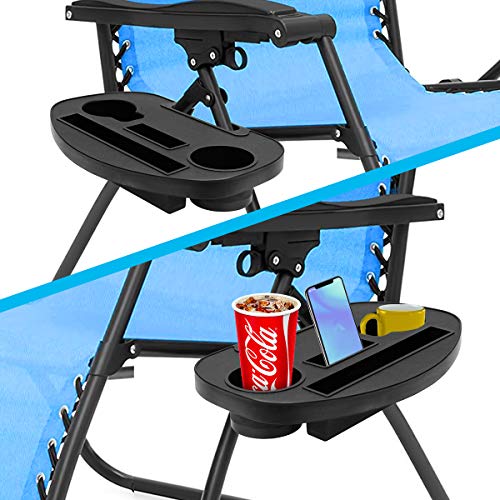 Coolrunner Zero Gravity Chair Cup Holder, Zero Gravity Chair Tray with Mobile Device Slot, Snack Tray, and Water Cups, Universal Recliners Cup Holder Tray for Fold Lounge Chairs (Black)